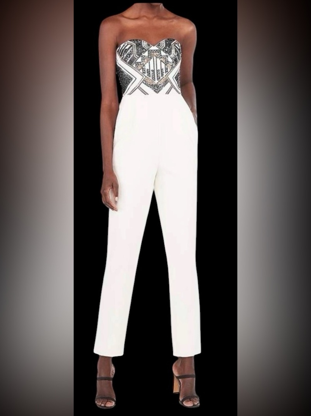 Express Strapless Sequinned Jumpsuit. Sweetheart neckline, silicone lining. Sz 0